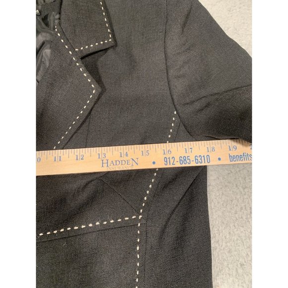 Vintage Sag Harbor Pants Suit Black Short Sleeves Lined Elastic Size 8 Polyester - Picture 4 of 16